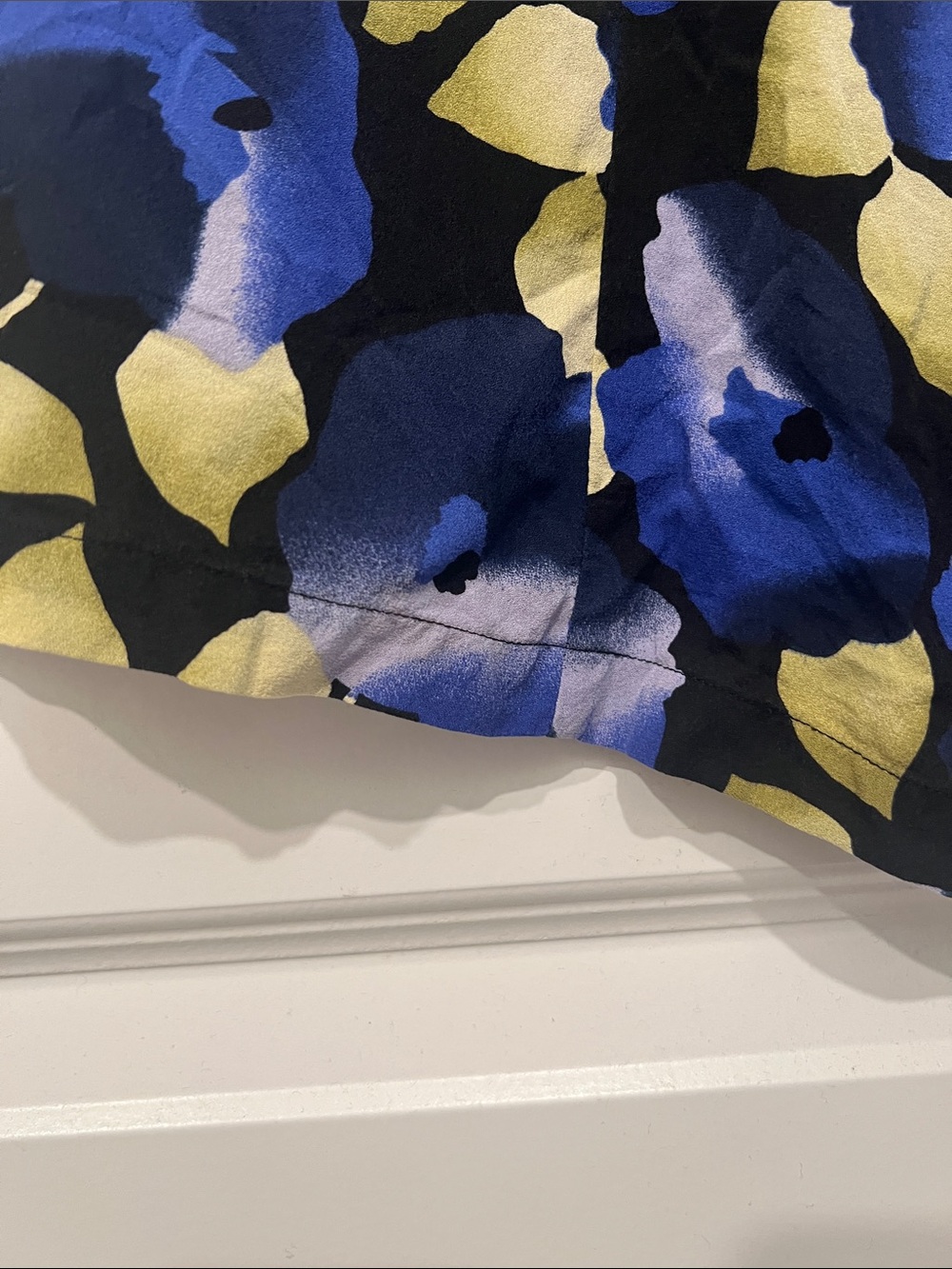 Ann Taylor Silk Blue and Yellow Floral Button-Front Sleeveless Blouse - Picture 6 of 11